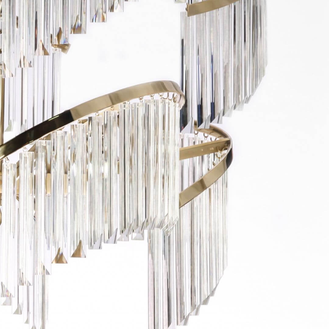 Close-up detail view of Luminary Glass Chandelier Light showcasing white-painted finish, highlighting its smooth texture and modern elegance.