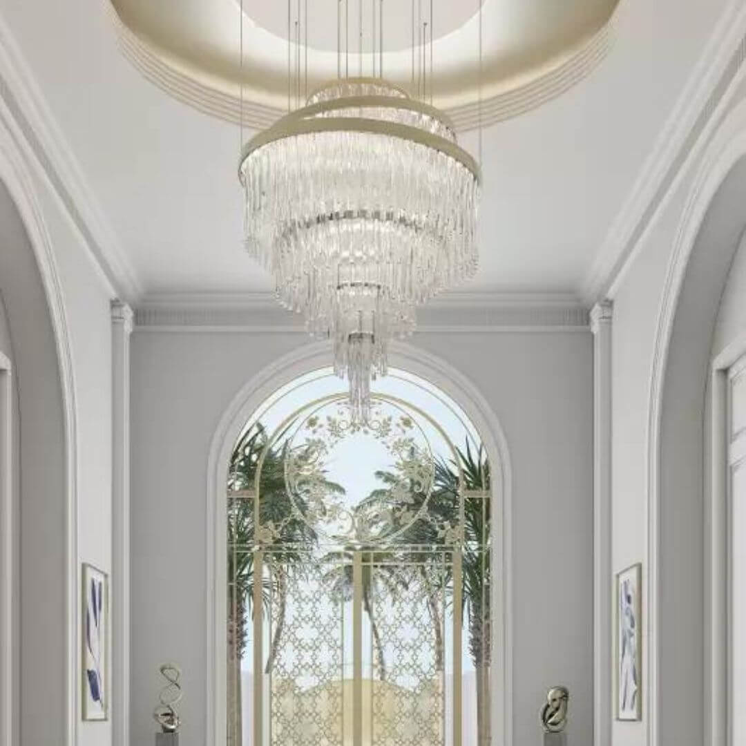 Bottom View of Luminous Chandelier Light – Elegant Modern Ceiling Lighting Fixture