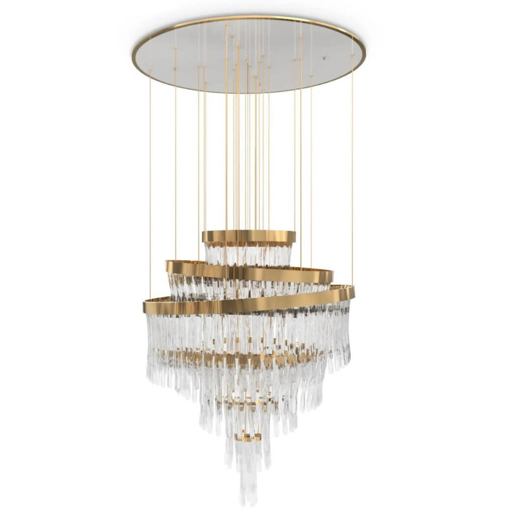 Front View of Luminous Chandelier Light – Elegant Modern Ceiling Lighting Fixture