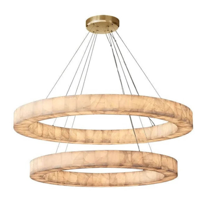 una Circulo alabaster chandelier – main view highlighting smooth circular alabaster shades and contemporary design.
