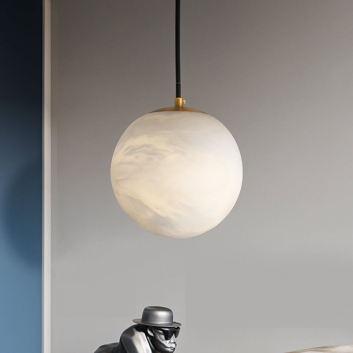 Luna Clara Alabaster Ball Pendant Light – Elegant Round Stone Lighting ...