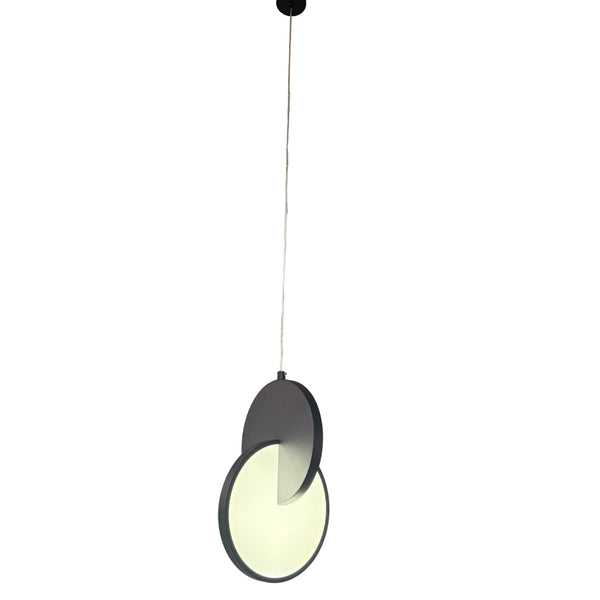 Luna Disc pendant light in black – modern circular hanging fixture with sleek matte finish.