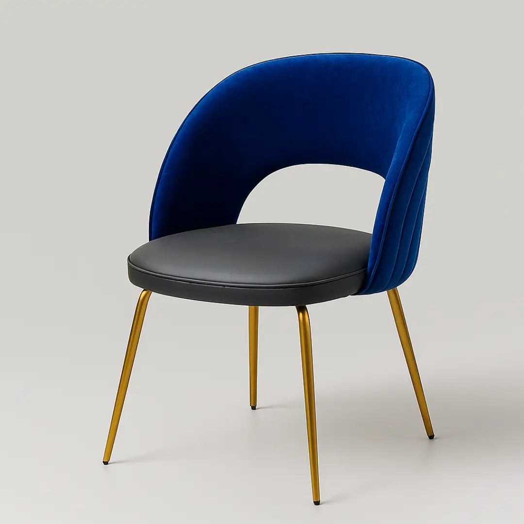 Luna Velvet Dining Chair in Navy with Gold Legs – Elegant Modern Seating for Dining Rooms