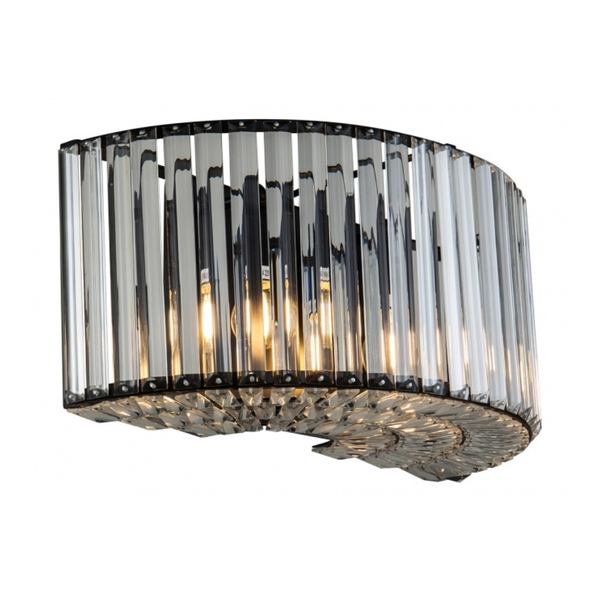 Lunara Elegant Black Metal K9 Crystal Wall Light featuring sleek black frame with sparkling K9 crystals