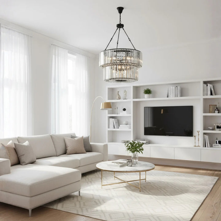 Lunara Luxury K9 Black Crystal Chandelier in Living Room Modern Elegant Home Lighting