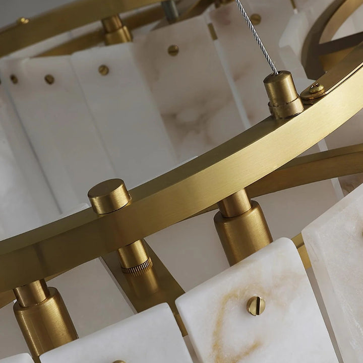 Luxe Alabaster Brass ceiling lamp – detailed view of modern elegant hanging light fixture
