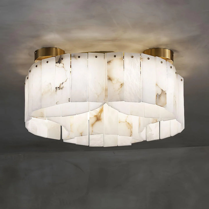 Luxe Alabaster Brass ceiling lamp – front view of modern elegant hanging light fixture