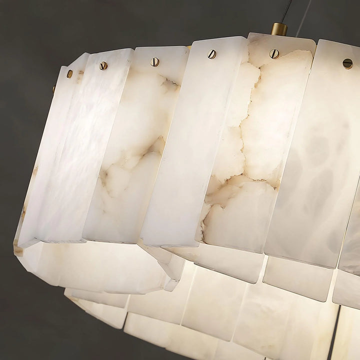 Luxe Alabaster Brass ceiling lamp – detailed view of modern elegant hanging light fixture