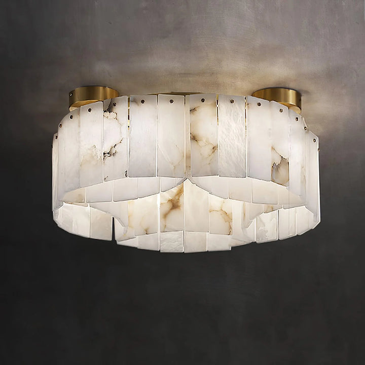 Luxe Alabaster Brass ceiling lamp – front view of modern elegant hanging light fixture