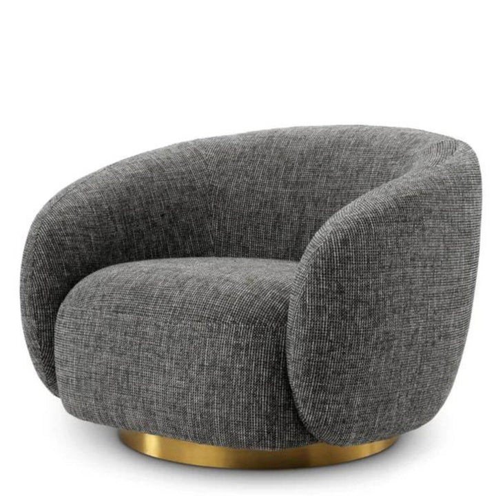 Side front view of Luxe Living cotton linen one-seater sofa showcasing plush cushions and sleek design