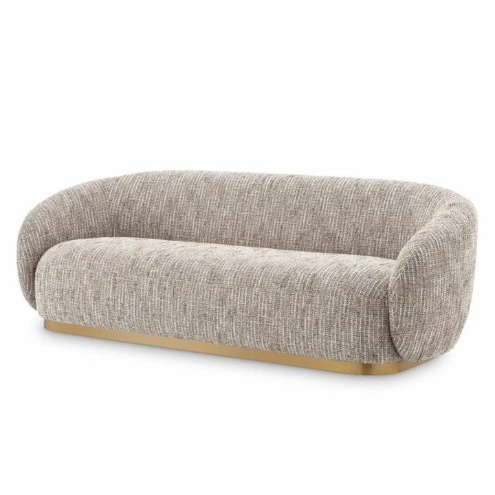Luxe Living cotton linen three-seater sofa showcasing cozy seating, clean lines, and soft texture