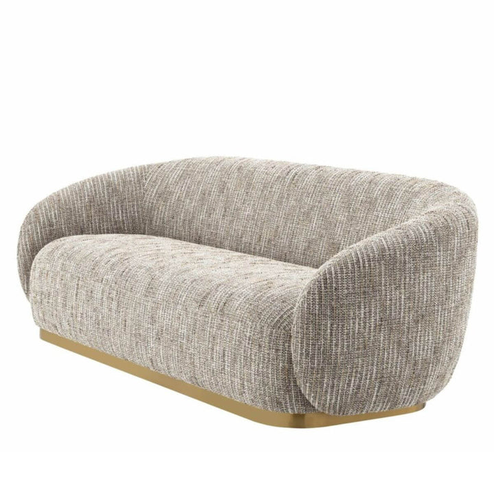Side view of Luxe Living cotton linen three-seater sofa showcasing soft fabric and modern silhouette
