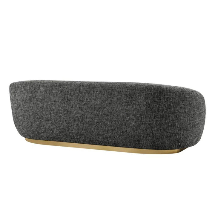 Back view of Luxe Living cotton linen three-seater sofa showcasing clean lines and smooth upholstery