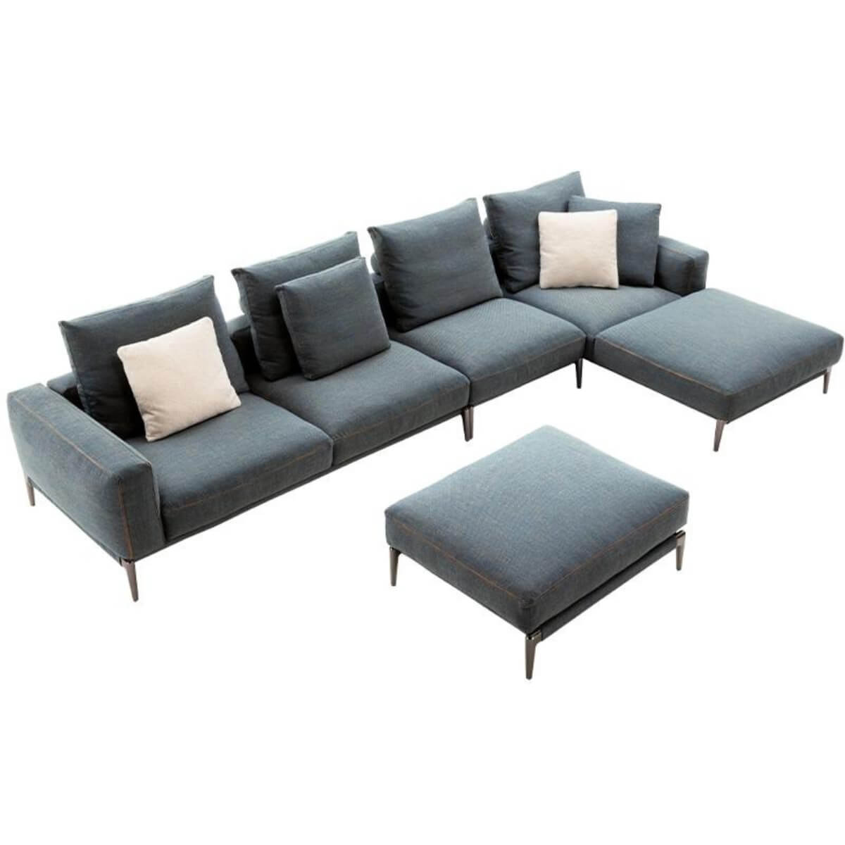 Side view of Luxe Lounger chaise sofa with cotton-linen upholstery – modern design featuring plush cushions and sleek lines