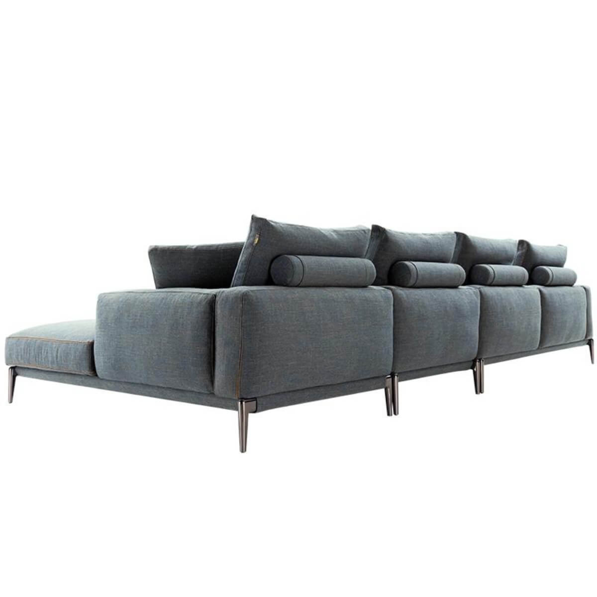 Side view of Luxe Lounger chaise sofa with cotton-linen upholstery – modern design featuring plush cushions and sleek lines