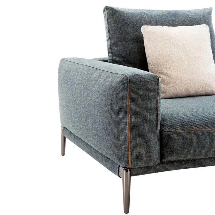 Side view of Luxe Lounger chaise sofa with cotton-linen upholstery – modern design featuring plush cushions and sleek lines