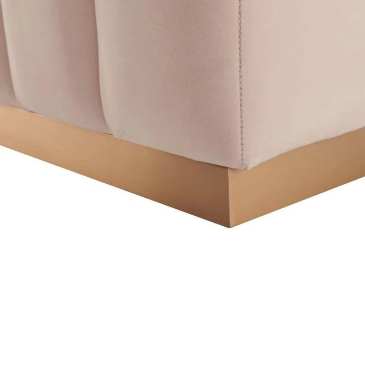 Stand view of Luxurious Pillowtop Haven velvet bench – featuring sturdy modern legs and plush cushioned seat with velvet upholstery