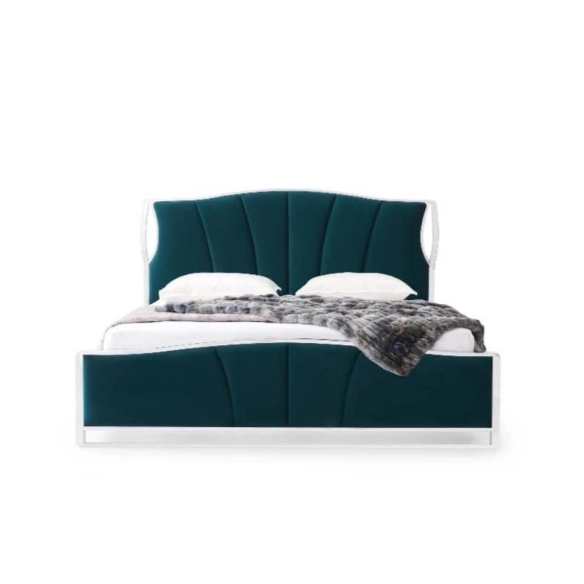 Front view of luxurious Starry Night velvet KB31 1.8M bed featuring plush tufted headboard and velvet upholstery