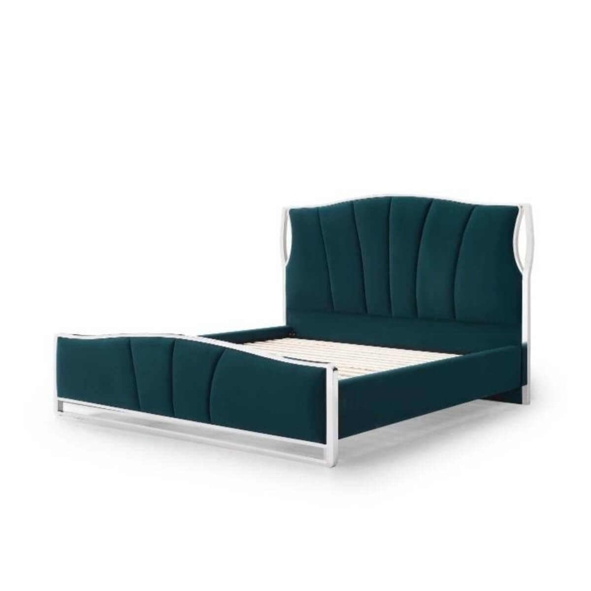 Materials of luxurious Starry Night velvet KB31 1.8M bed showing wooden frame, padding, and velvet fabric