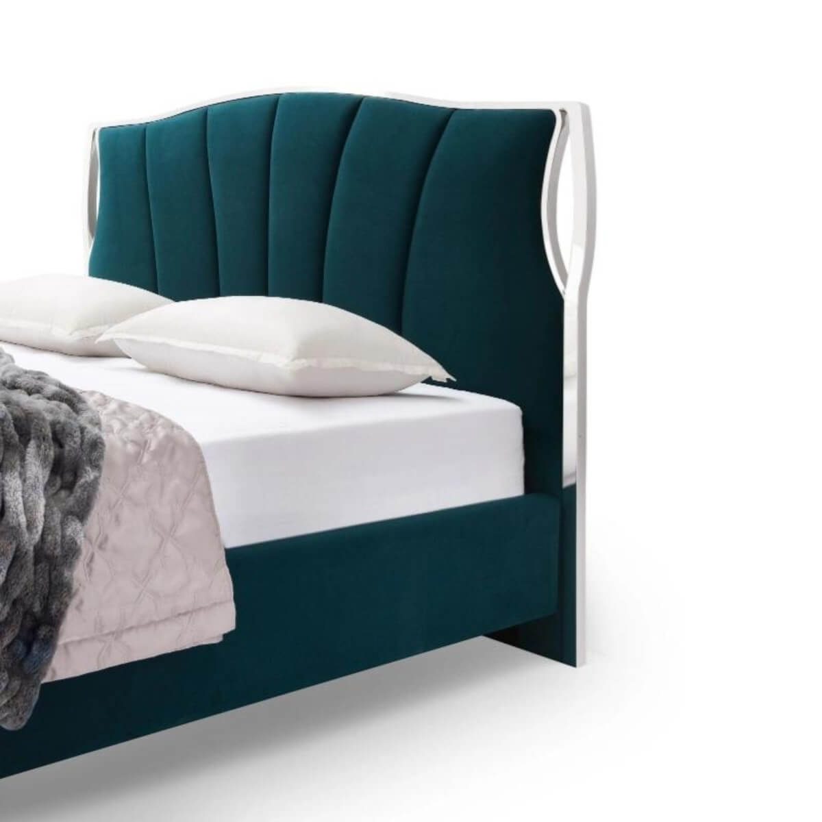 Side view of luxurious Starry Night velvet KB31 1.8M bed featuring sleek frame and soft velvet upholstery