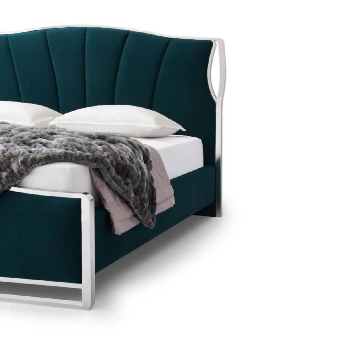 Right side view of luxurious Starry Night velvet KB31 1.8M bed featuring soft velvet and modern design