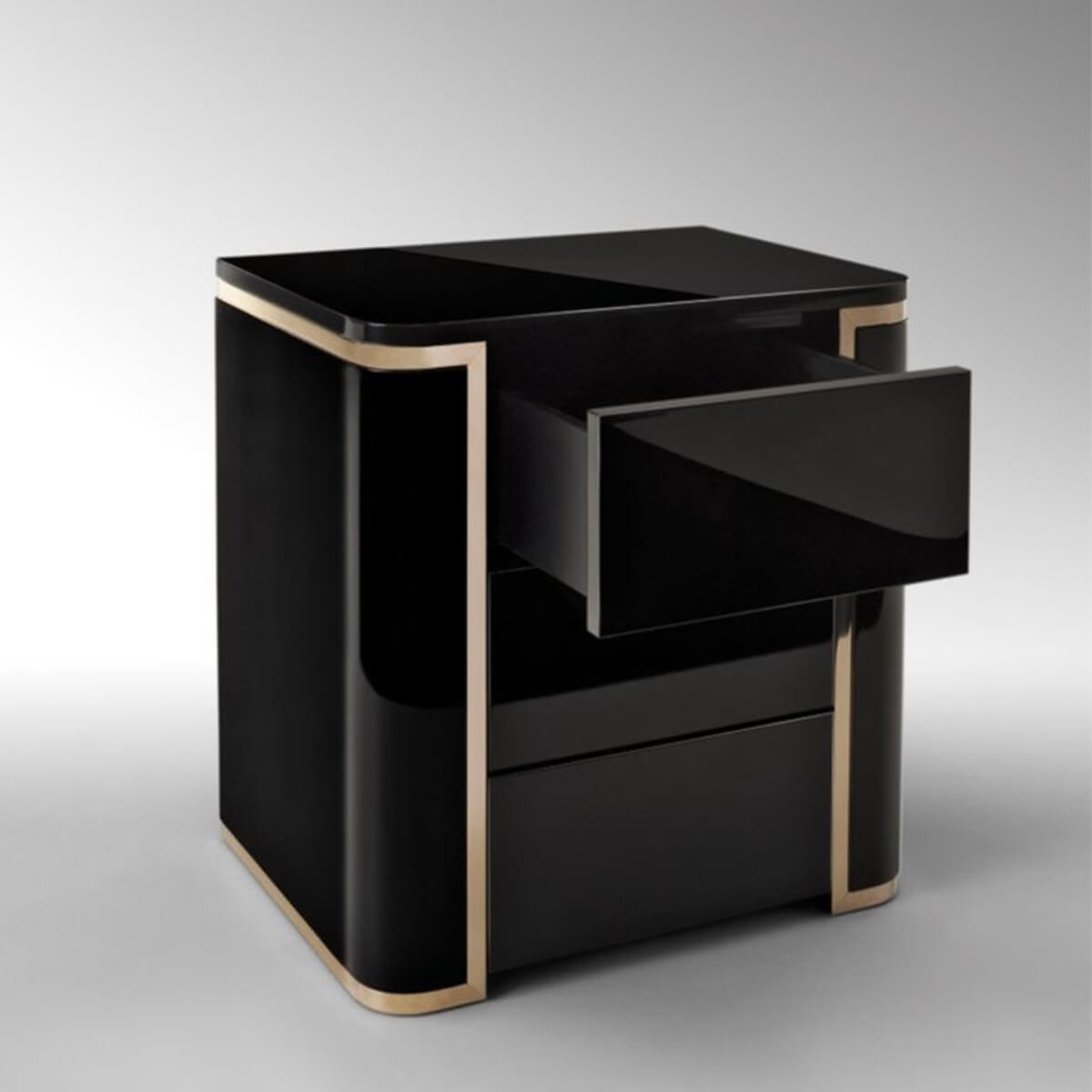Luxurious Twilight MDF bedside table with smooth matte finish, featuring elegant design and spacious drawer for stylish bedroom storage