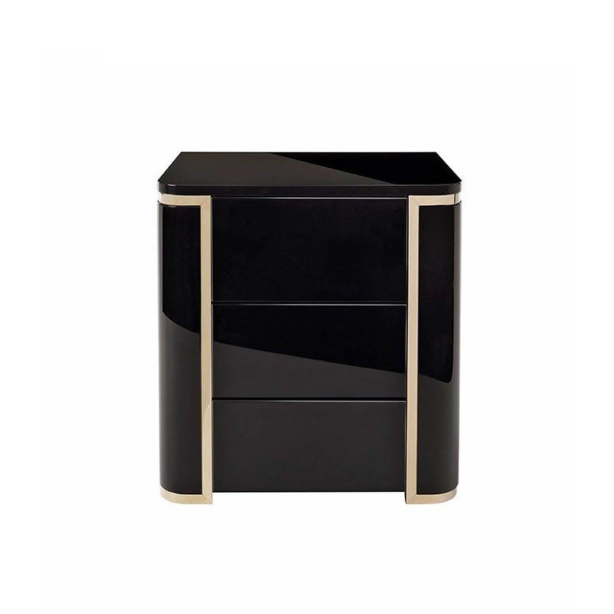 Luxurious Twilight MDF bedside table with smooth matte finish, featuring elegant design and spacious drawer for stylish bedroom storage