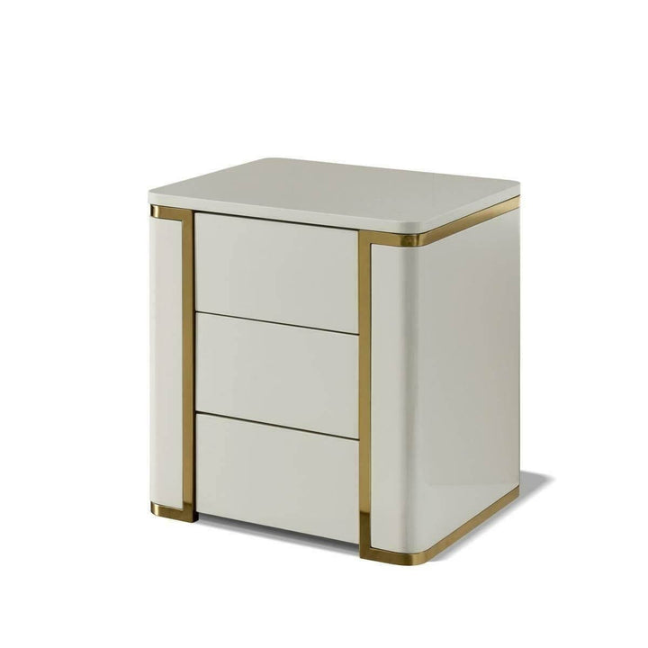 Luxurious Twilight MDF bedside table in white finish – sleek modern design with smooth matte surface and spacious drawer for bedroom storage