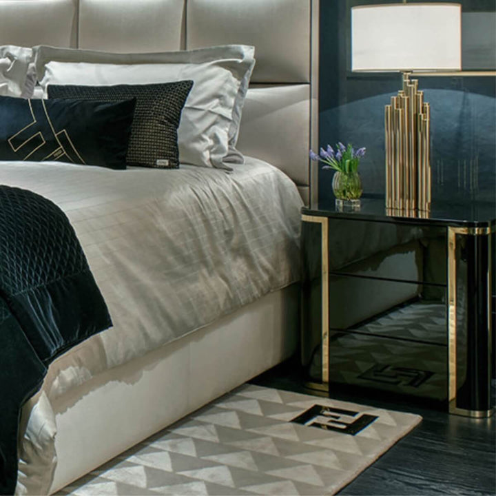 Luxurious Twilight MDF bedside table in black finish – sleek modern design with smooth matte surface and spacious drawer for stylish bedroom storage