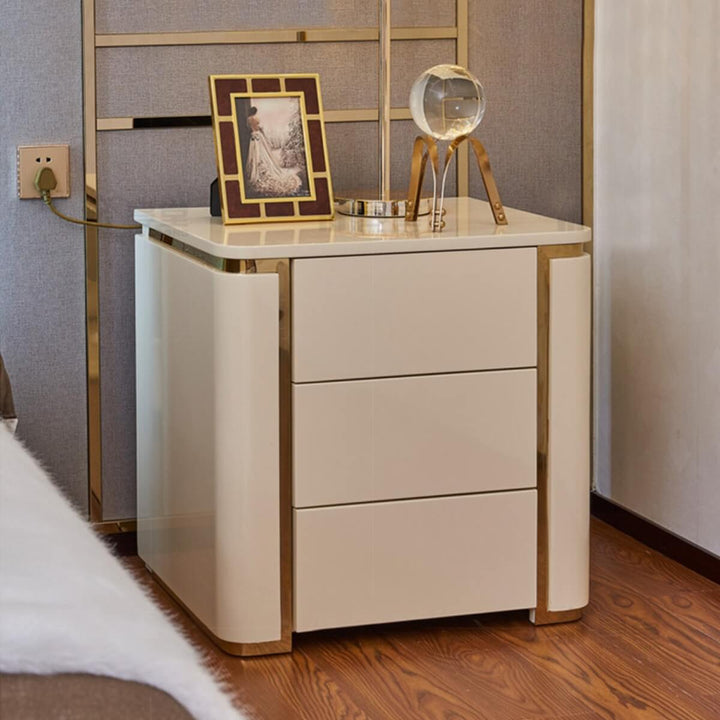 Luxurious Twilight MDF bedside table in black finish – sleek modern design with smooth matte surface and spacious drawer for stylish bedroom storage
