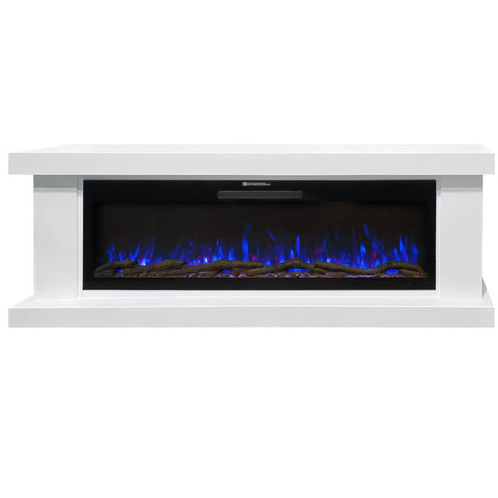 Side view of luxury 2m electric fireplace with WiFi and mantel, elegant addition to modern interiors