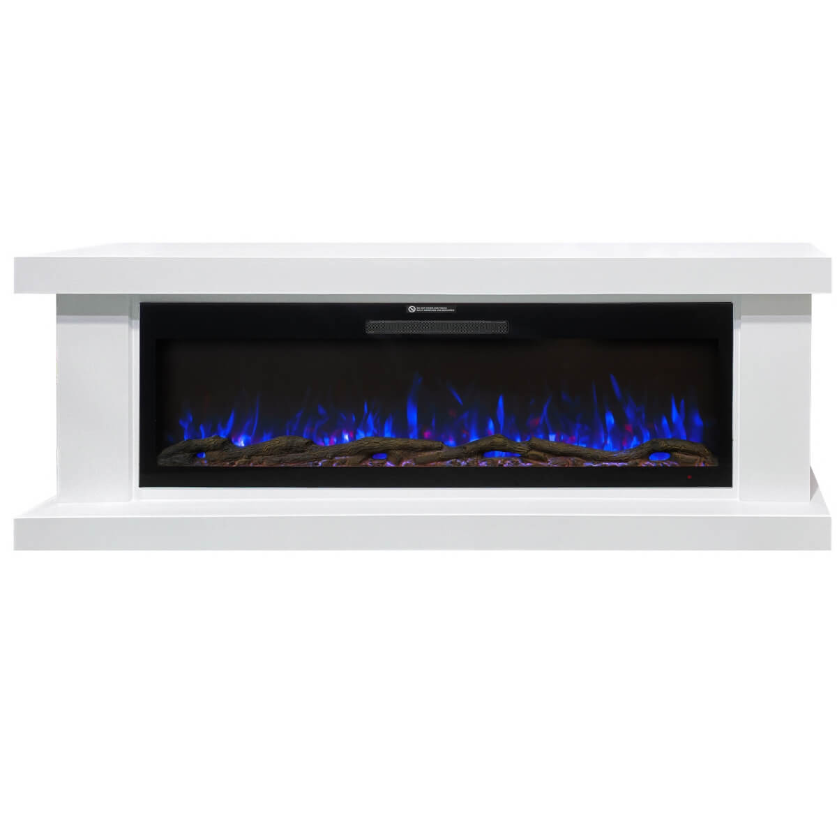 Side view of luxury 2m electric fireplace with WiFi and mantel, elegant addition to modern interiors