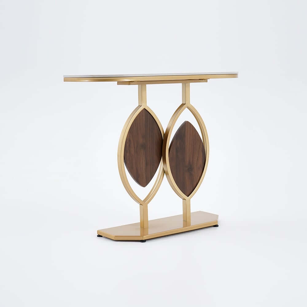 Leaf Design Console Table with Luxurious Sintered Stone Top