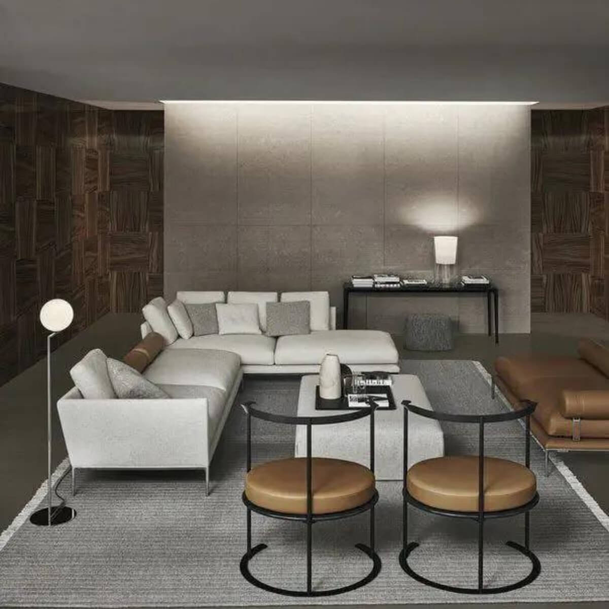 Luxury Lounger sofa with cotton linen upholstery and plush, modern design