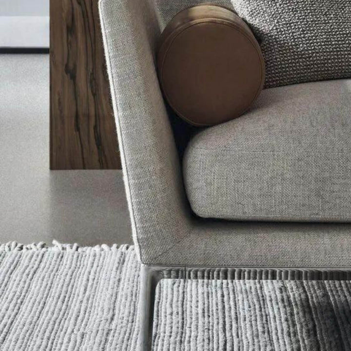 Luxury Lounger sofa left profile showcasing breathable cotton linen fabric and deep cushions