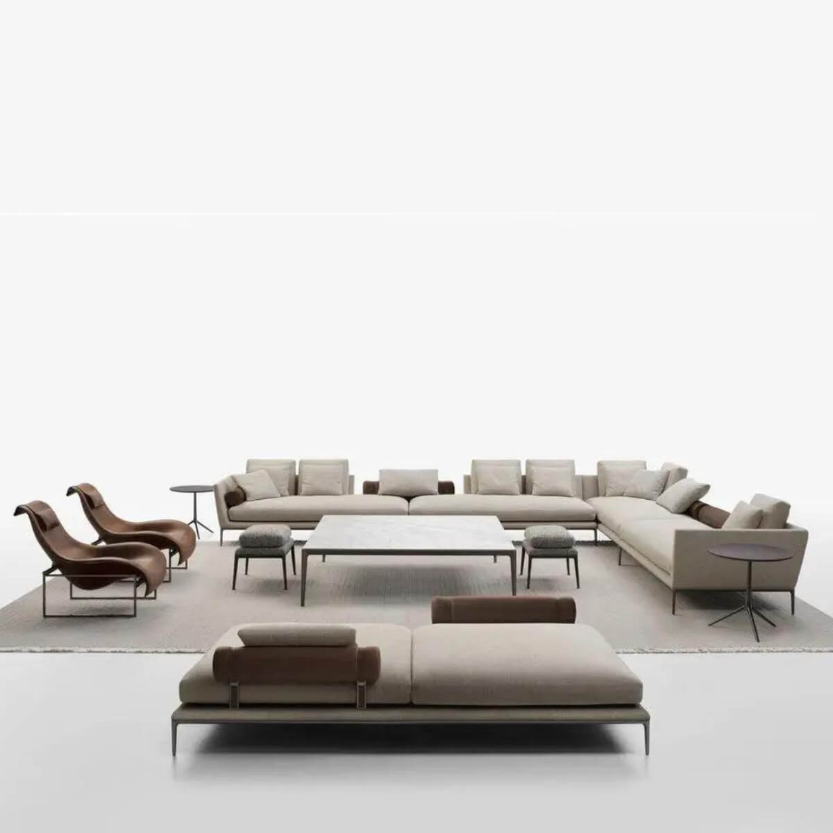 Luxury Lounger cotton linen sofa with plush cushions and modern elegant design, angled view