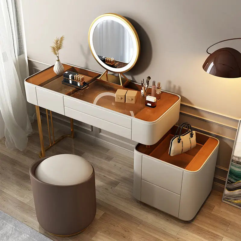 Luxx dressing table vanity set top view, showcasing elegant design and functionality for modern bedroom interiors.