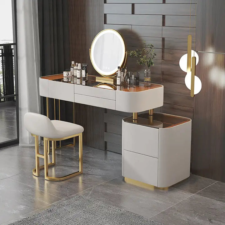 Luxx dressing table vanity set side angle view, offering a modern and elegant touch to bedroom decor.