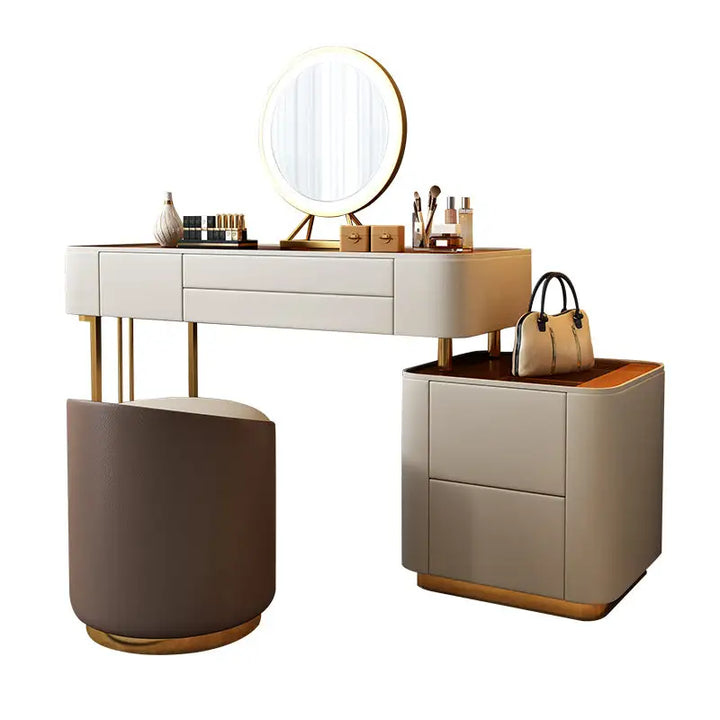 Luxx dressing table vanity set side view, showcasing sleek design for modern bedroom interiors.