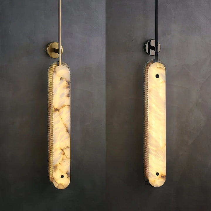 Lysandra modern wall sconce light black and gold finish front view, elegant minimalist design for interiors