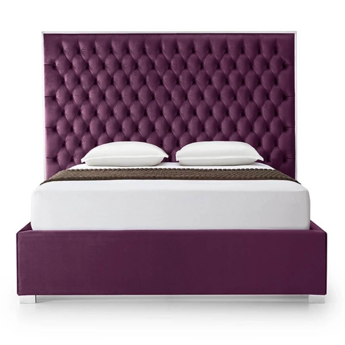 Side view of Majestic Slumber luxurious velvet bed showcasing plush upholstery and elegant frame