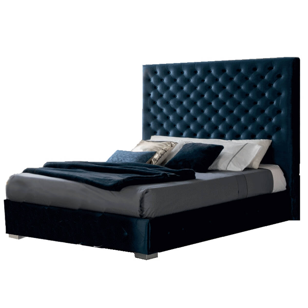 Side view of Majestic Slumber luxurious velvet bed featuring plush velvet upholstery and sturdy frame