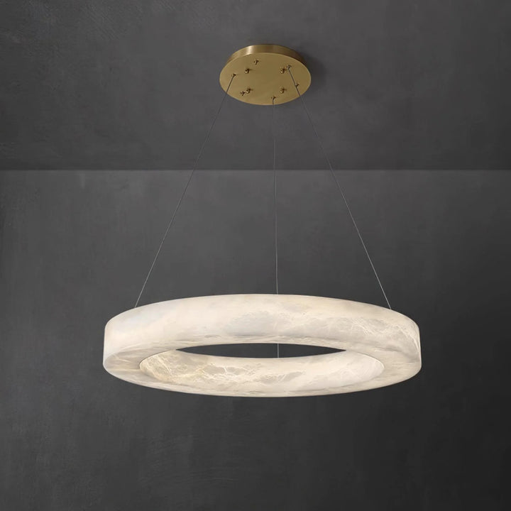  Marika luxury alabaster chandelier hanging view highlighting elegant crystals and sophisticated modern design