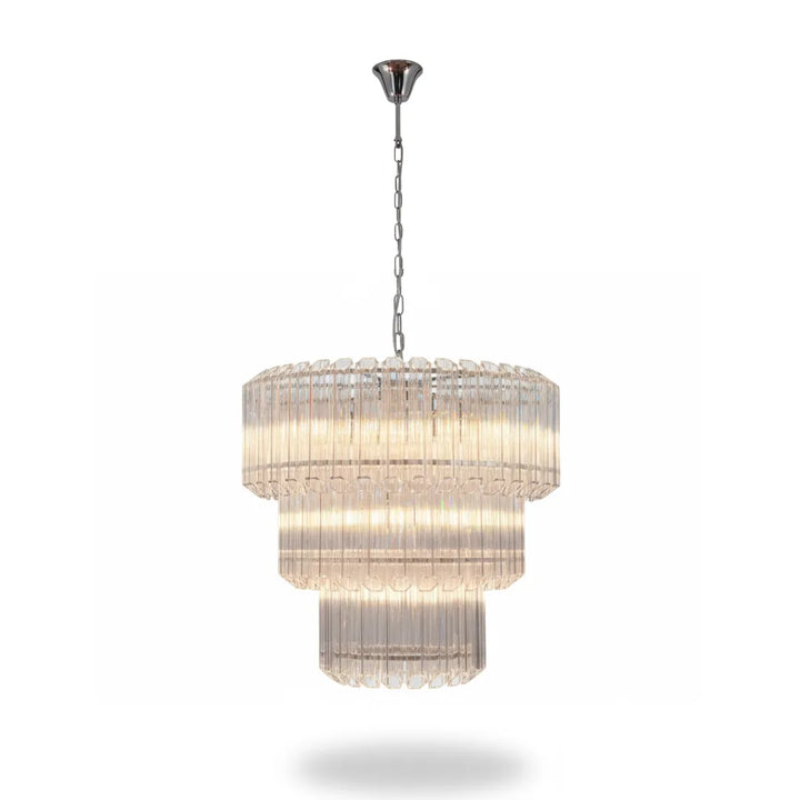 Massimo Round Glass Chandelier – Modern circular chandelier with elegant glass accents for contemporary interior lighting.