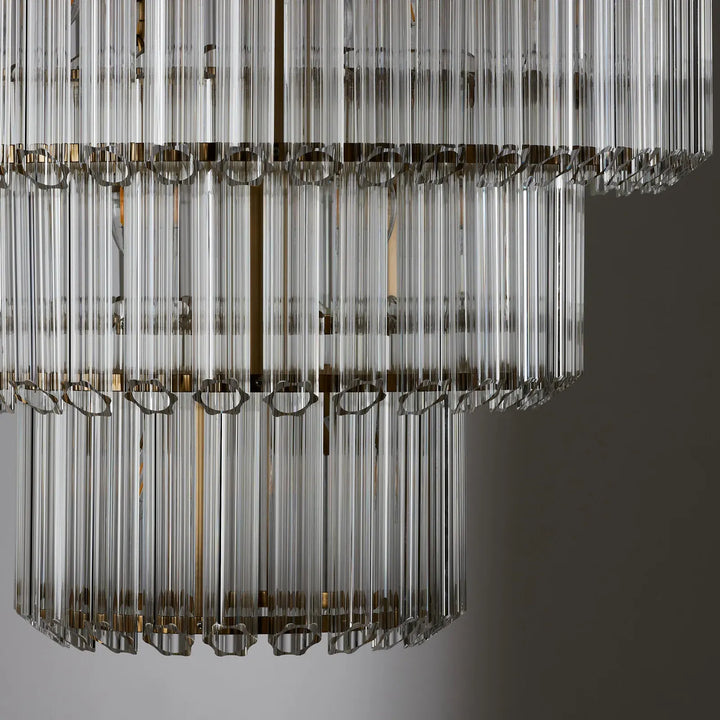 Massimo Round Glass Chandelier – Interior view showcasing the glass structure and modern lighting components