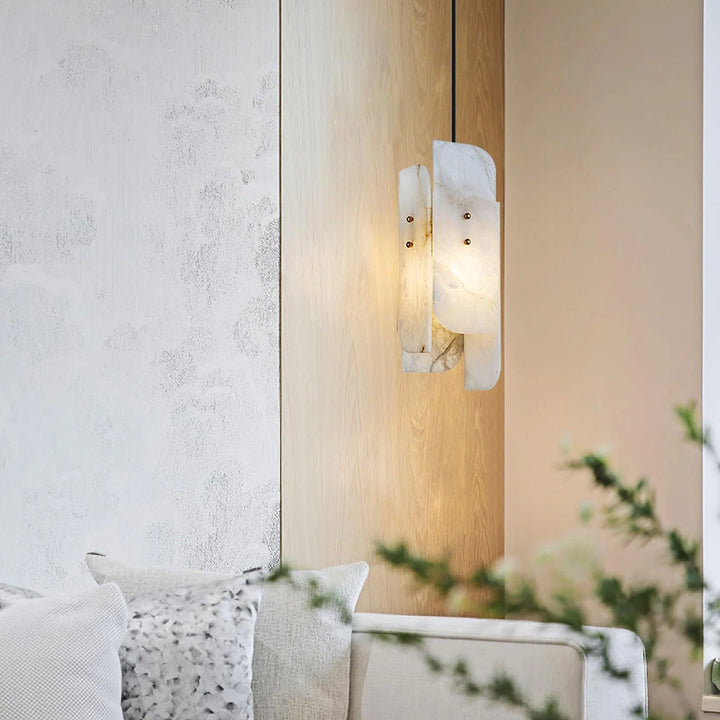 Megalith Mini Pendant Light in living room, modern lighting, elegant home interior décor
