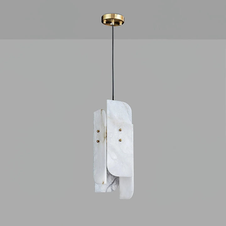 Megalith mini pendant light featuring sleek modern lighting design with elegant alabaster and metal accents.