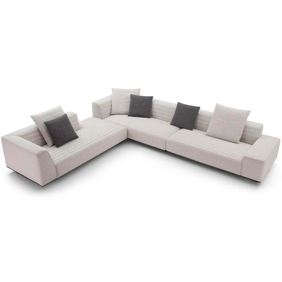 Straight front view of Metro Mod elegant KS30 sofa with cotton-linen upholstery – contemporary design featuring clean lines and plush comfort