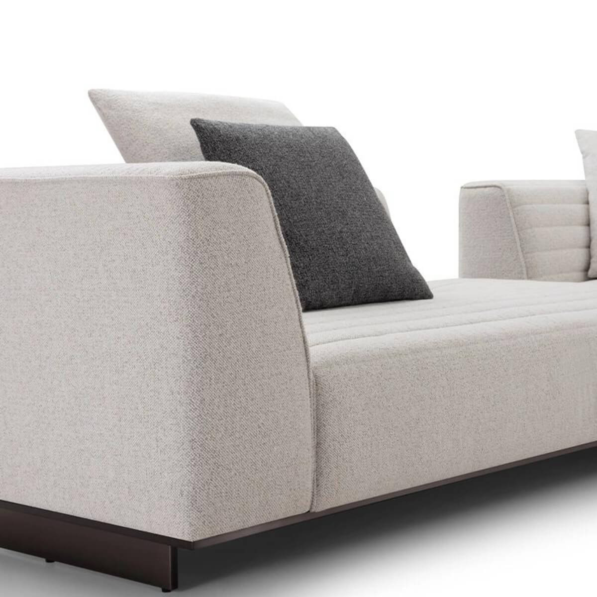 Straight front view of Metro Mod elegant KS30 sofa with cotton-linen upholstery – contemporary design featuring clean lines and plush comfort