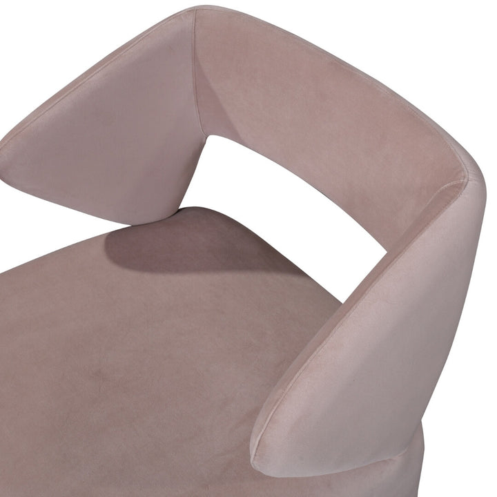 Modern beige dining chair with curved back and cushioned seat – elegant design for dining rooms.